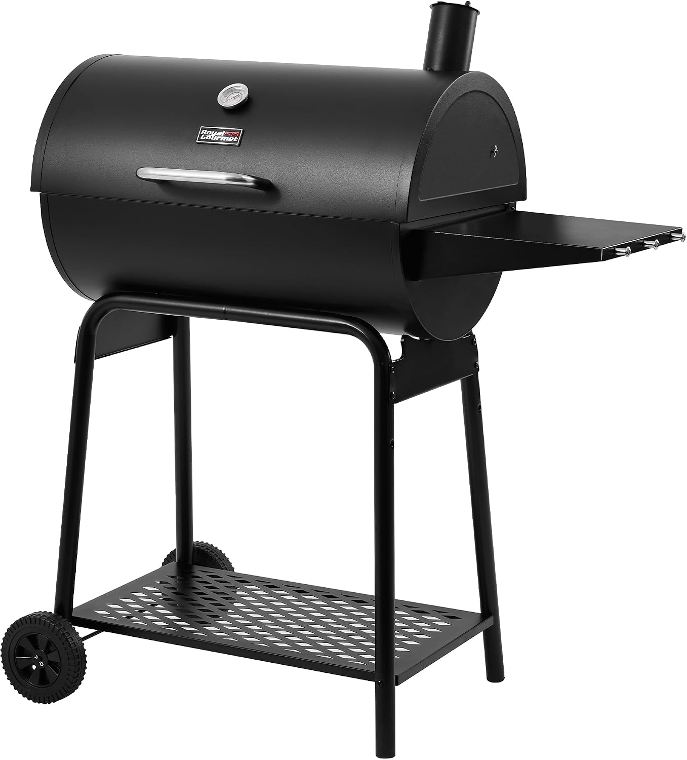 28 Inch Barrel Charcoal Grill with Warming Rack | Outdoor BBQ Grill with 626 Sq. In. Grilling Space, Side Shelf, for Backyard, Patio and Parties, Black