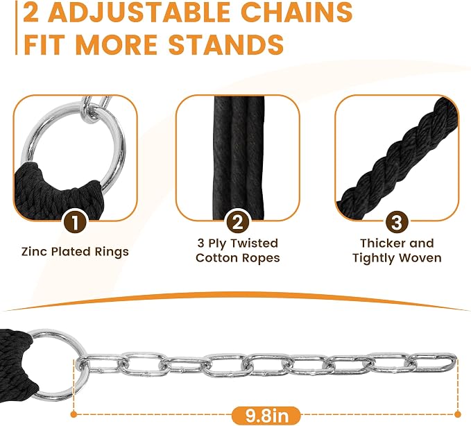 Double Handwoven Rope Hammock for Outdoor Fits 13-15 FT Stand | 12 Ft Hammock for 2 Person, with Spreader Bar, Tree Straps, Carabiners, Chains, 450 Lbs Capacity, Natural