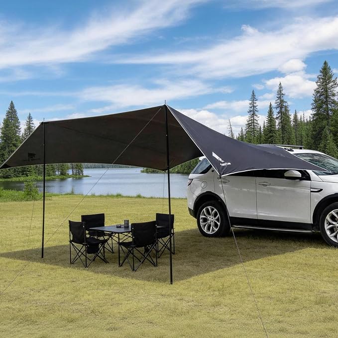 Car Side Awning 19 x 11 FT, Waterproof Camping Vehicle Shelter | Fits SUV, Truck, Van & Jeep, Easy Setup, UV Protection, Large Shade Coverage