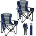 Folding Camping Chair Oversized Heavy Duty Padded Outdoor Chair | Oversized Chairs Lawn Chair with Cup Holder,Storage Pocket and Cooler Bag,Supports 450LBS,for Camp, Beach,Picnic