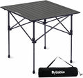 Folding Camping Table, Portable Aluminum Adjustable Height | Roll-Up Camp Lightweight table with Carry Bag, 9 lb Weight, 21.7"-29.5" Height, Outdoor for Camping, Picnic and BBQ