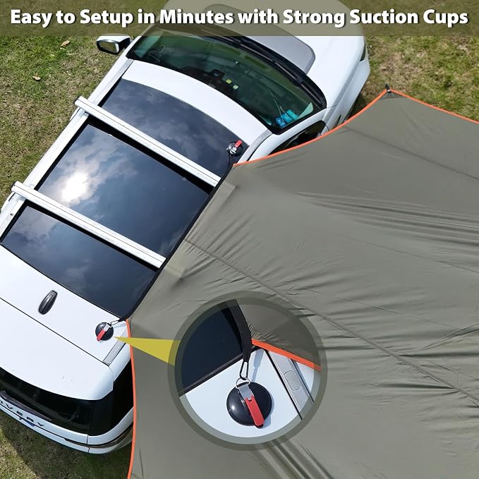 Car Side Awning 19 x 11 FT, Waterproof Camping Vehicle Shelter | Fits SUV, Truck, Van & Jeep, Easy Setup, UV Protection, Large Shade Coverage