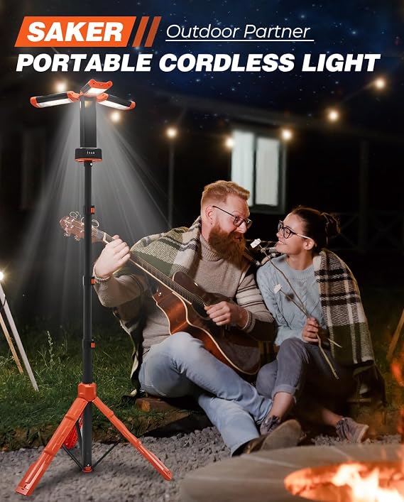 Portable Camping Light with Stand 12000mAh 73.2" Work Light LD10 | 3200 Lumen,with Bag, Adjustable Height,Rechargeable,4 Lighting Modes, for Garage, Outdoor, Emergency Power Outages, Fishing