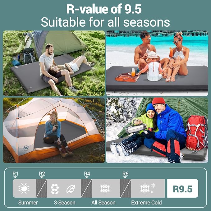 Self Inflating Sleeping Pad with Electric Pump 3.15" Memory Foam | CumbreX™ Double Camping Mattress Pad with Pillow, R-value 9.5, 4-Season Foam Camp Pad, Ultra-Thick, For Camping Travel, Full