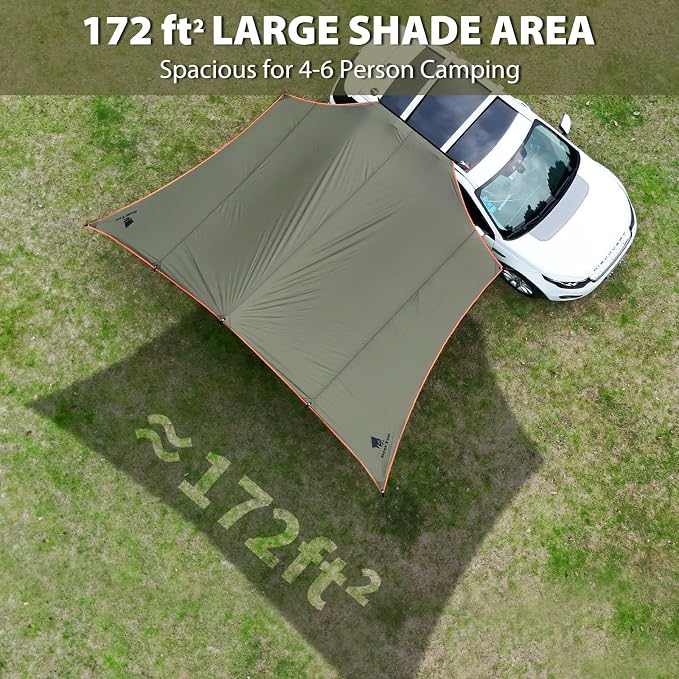 Car Side Awning 19 x 11 FT, Waterproof Camping Vehicle Shelter | Fits SUV, Truck, Van & Jeep, Easy Setup, UV Protection, Large Shade Coverage