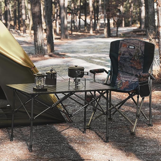 Folding Camping Table, Portable Aluminum Adjustable Height | Roll-Up Camp Lightweight table with Carry Bag, 9 lb Weight, 21.7"-29.5" Height, Outdoor for Camping, Picnic and BBQ