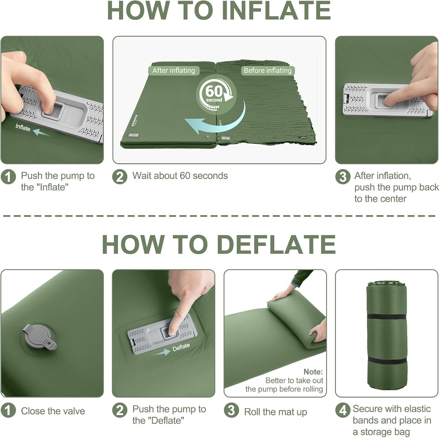 Self Inflating Sleeping Pad with Electric Pump 3.15" Memory Foam | CumbreX™ Double Camping Mattress Pad with Pillow, R-value 9.5, 4-Season Foam Camp Pad, Ultra-Thick, For Camping Travel, Full