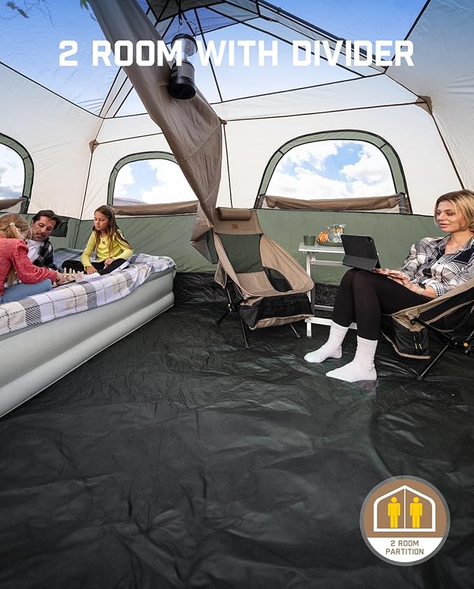 Camping Tent 4/6/8/10 Person Instant Cabin Tent Setup in 60 Seconds with Rainfly & Windproof Portable with Carry Bag for Family Camping & Hiking, Upgraded Ventilation