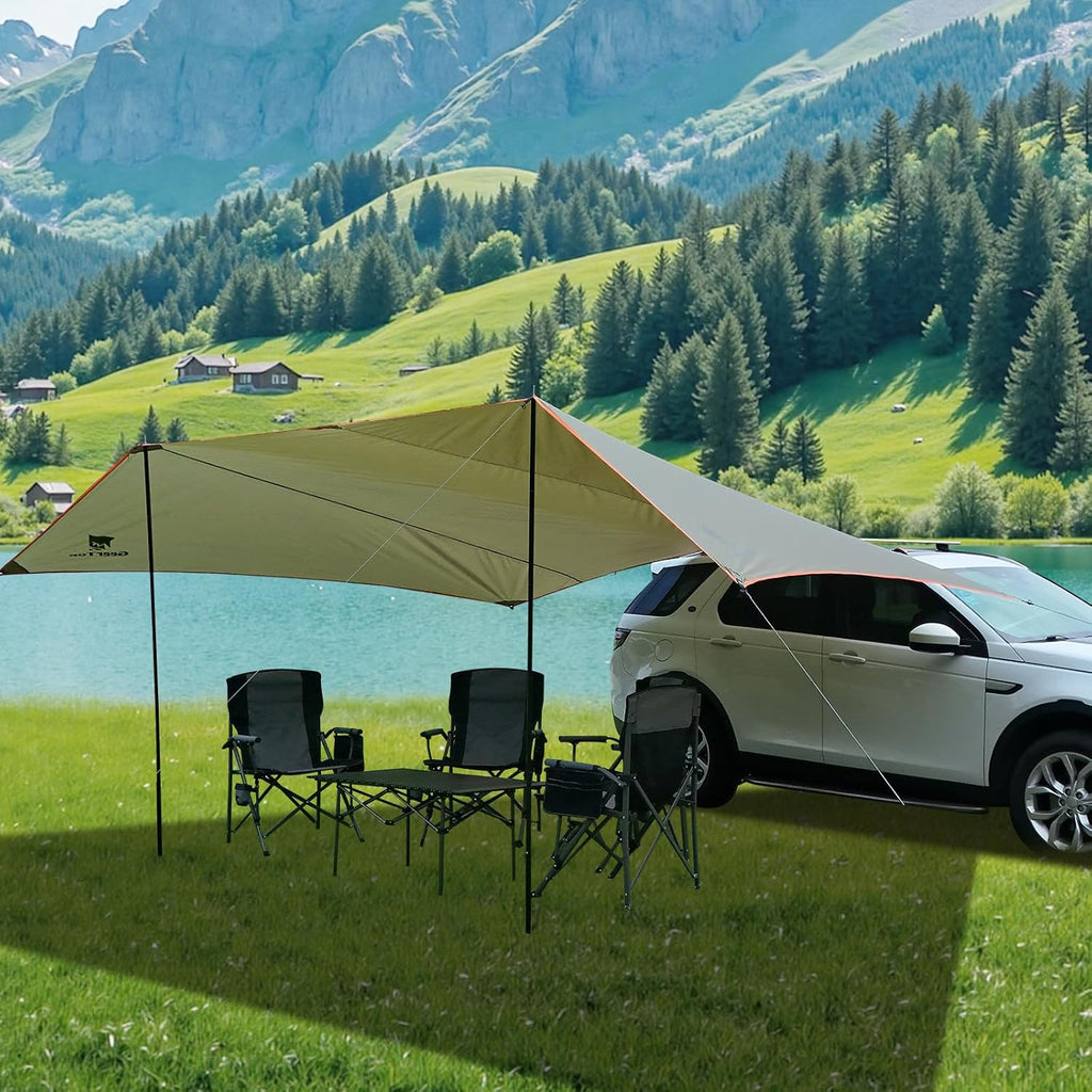 Car Side Awning 19 x 11 FT, Waterproof Camping Vehicle Shelter | Fits SUV, Truck, Van & Jeep, Easy Setup, UV Protection, Large Shade Coverage