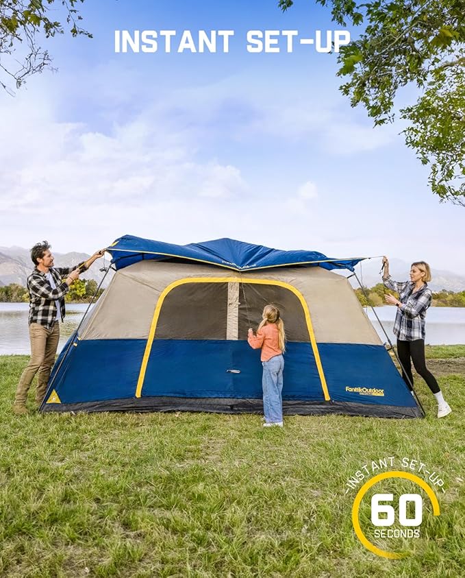 Camping Tent 4/6/8/10 Person Instant Cabin Tent Setup in 60 Seconds with Rainfly & Windproof Portable with Carry Bag for Family Camping & Hiking, Upgraded Ventilation