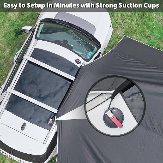 Car Side Awning 19 x 11 FT, Waterproof Camping Vehicle Shelter | Fits SUV, Truck, Van & Jeep, Easy Setup, UV Protection, Large Shade Coverage