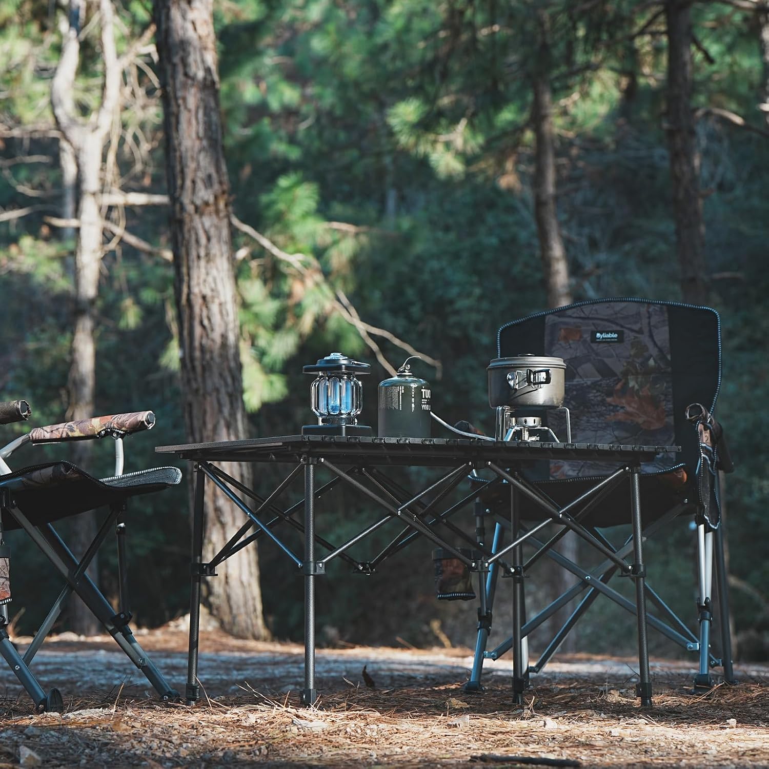 Folding Camping Table, Portable Aluminum Adjustable Height | Roll-Up Camp Lightweight table with Carry Bag, 9 lb Weight, 21.7"-29.5" Height, Outdoor for Camping, Picnic and BBQ